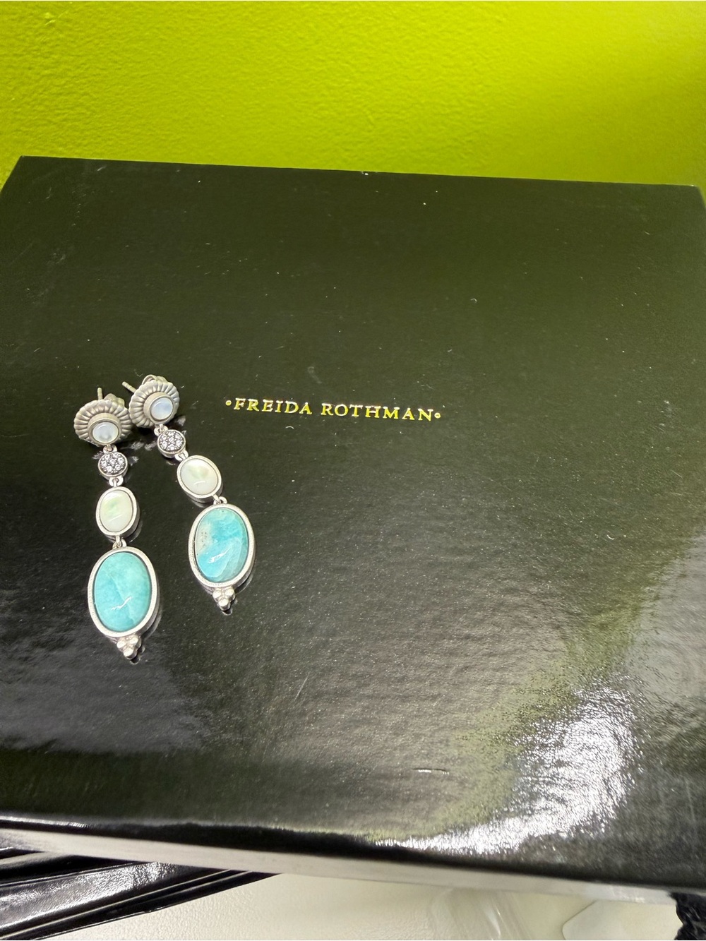 Freida Rothman Touch of Turquoise Gradient Drop Sterling Silver Earrings